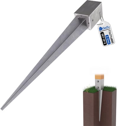 GEZU IMPEX Paalhouder met punt Inslaghuls Thermisch verzinkt Set van 8 71 x 71 x 900 mm inslagbodemhuls paalpunten paalpunthouder