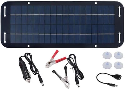 Zonnepaneel Druppellader - 12V Acculader - Batterij Onderhoud - IP65 Waterdicht - 60W - Zwart