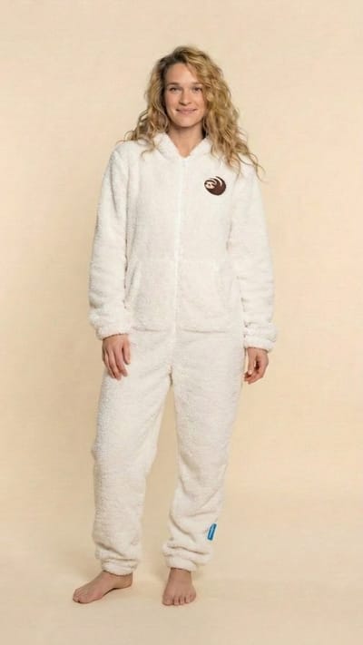 Knuffle Fleece Onesie ® | Linda: "De allerbeste Onesie ooit gemaakt" | Stijlvol, warm en super zacht | 100% Duurzame Knuffle Fleece Fabric® | Handgemaakt in Portugal | Loungewear | Jumpsuit | Huispak | Dit is maat XXS, in de kleur Wit