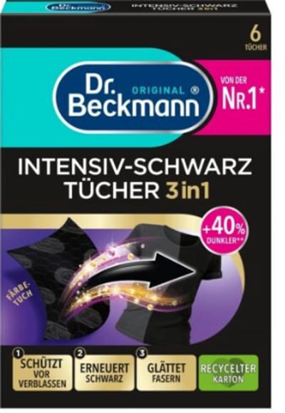 Dr. Beckmann - Intensief -Vlekkendoeken voor in wasmachine - Intensief Zwart - Gladde Vezels - 6 stuks