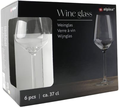 alpina Wijnglazen Set van 6 - Wijnglas 37cl - Geschikt voor Rode en Witte Wijn