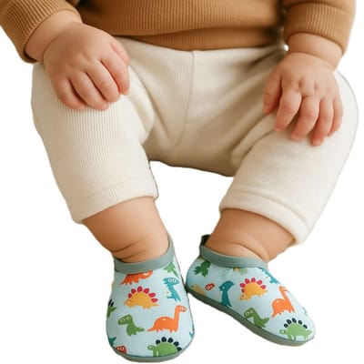 Antislip Babyslofjes – XXS (6–12 maanden) – Baby Floor Socks – Zachte Zool – Groene Dinosaurus – Voor Baby’s en Eerste Kruipbewegingen