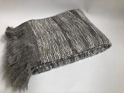 Rocaflor - Super zacht - plaid - echt wol - grijs - wit - omkeerbaar - 130 x 170 cm