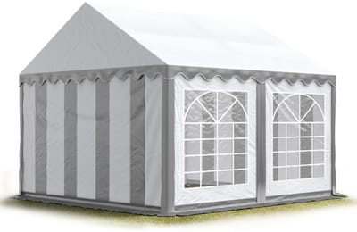 Partytent feesttent 3x4 m tuinpaviljoen -tent PVC 700 N in grijs-wit waterdicht