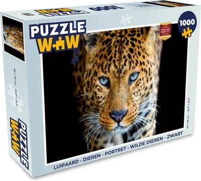 Puzzel Luipaard - Dieren - Portret - Wilde dieren - Zwart - Legpuzzel - Puzzel 1000 stukjes volwassenen