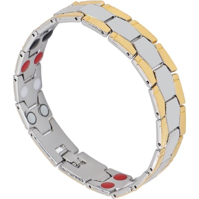 Magneettherapie Armband Mannen Vrouwen Modieus Pijnverlichting Zinklegering Magneetarmband (Zilver Goud) white