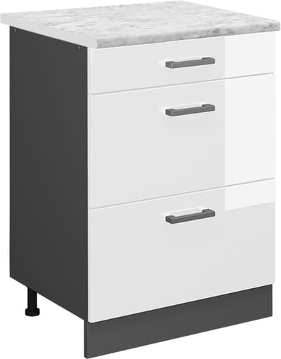 Vicco R-Line Keukenonderkast – 60 cm WB Marmer Wit Hoogglans