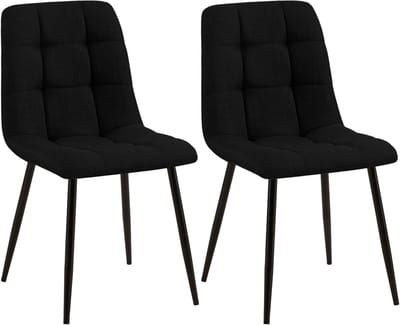 CLP Tilde Set van 2 eetkamerstoelen - Zonder armleuning - Industrieel - Stof/zwart