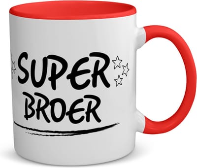 Akyol - super broer koffiemok - theemok - rood - Broer - je broer - verjaardagscadeau - cadeau voor broer - gift - kado - 350 ML inhoud