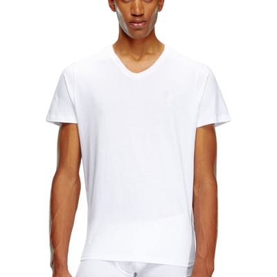 Diesel tonaal logo V-hals wit T-shirt