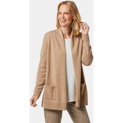 Tricot jasje van merinowol - beige / gemêleerd - Gr. 48 van Goldner Fashion