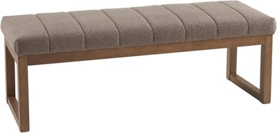 Gestoffeerde Bank - Voetensteun Kruk - Extra Zitplaats - Massief Houten Frame - 122 cm Breed - Donkerbruin