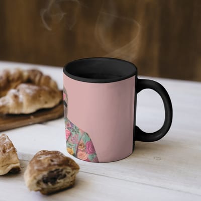 Magische Mok - Foto op Warmte Mokken - Koffiemok - Luiaard - Bloemenprint - Bril - Roze - Magic Mok - Beker - 350 ML - Theemok