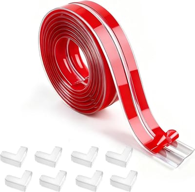 Veilige Hoek- en Randbeschermer van Silicoon, 10mm x 4m, Zelfklevende Anti-Collisie Strips voor Tafel, Muur en Meubels, Ideaal voor Babyveiligheid met 8 Hoekbeschermers