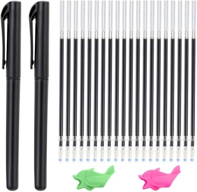 Dailygoods - 2 stuks Magische Pennen, met 20 navullingen, onzichtbare inkt toverpennen kinderen herbruikbare handschrift navullingen voor kinderen kalligrafie pennen cijfertekenen letters