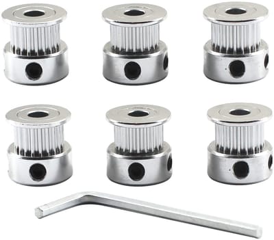 Dailygoods- Timing Riem Katrol 20 Tanden - Aluminium - Pack van 6 - M3 Sleutel - Hoge Precisie - Anti-corrosie en Roestbestendig