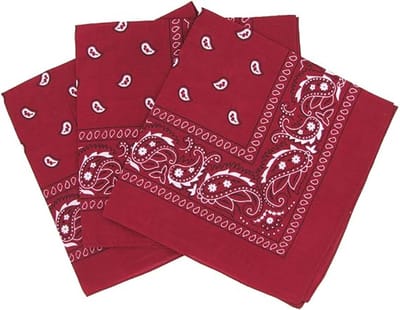 Set van 3 paisley hoofddoeken voor dames en heren 55 x 55 cm, halsdoek, zijden sjaal, hiphop hoofddoek,Bourgondië