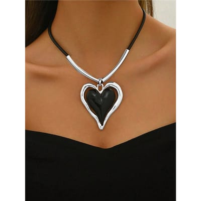 1 stuks Hart Bedel Punk-Stijl Collage Ketting, Eenvoudige Maar Modieuze Hangerketting one-size zilver