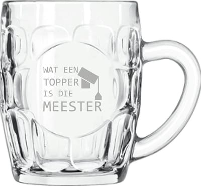 Gegraveerde Bierpul 55cl Wat een topper is die meester
