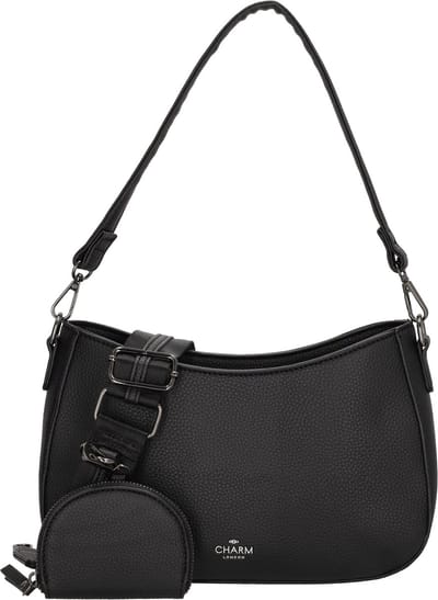 Charm London Schoudertas New York - Met Etui - Dames Tas met Korte en Lange Schouderband - - Zwart