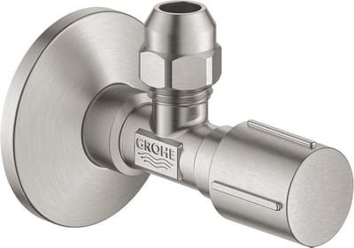 Grohe Hoekstopkraan - knel - met teflon dichtingsring - 1/2x3/8 inch - met metalen greep - Supersteel (RVS)