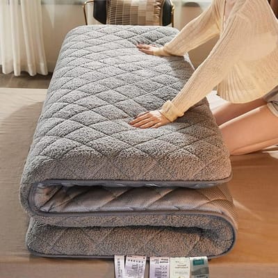 Futonmatras - Vloermatras - Comfortabel slapen - Huidvriendelijk pluche - 180x200 cm - Grijs