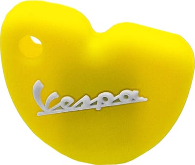 Vespa Siliconen Sleutelhoesje - Geel met Witte letters - Geel met Wit
