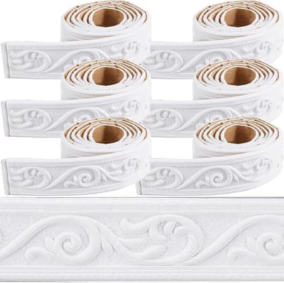 EGoods - Kroonlijst decoratief behang wandrand schuimrand plint 1332 x 5 cm flexibel zelfklevend 3D vintage.
