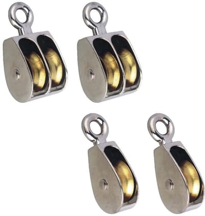 2 Stuks Zware Dubbele Katrol 52mm - Zinklegering Hijsrol voor Draadkabel en Kraan