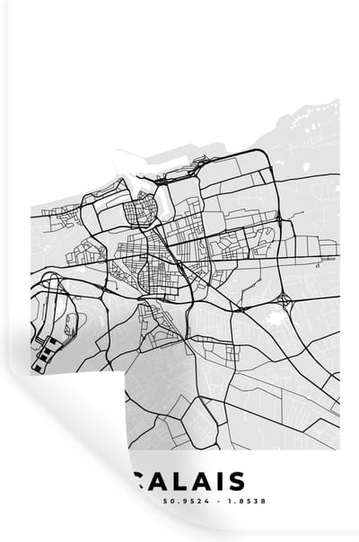 Muurstickers - Sticker Folie - Plattegrond - Kaart - Stadskaart - Frankrijk - Calais - 20x30 cm - Plakfolie - Muurstickers Kinderkamer - Zelfklevend Behang - Zelfklevend behangpapier - Stickerfolie