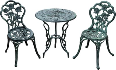 Balkonset 2 personen - Tuinset - Bistroset - Zwart - 3 delig - Tuintafel en 2 stoelen - 2 personen - Gecoat staal - Onderhoudsvrij staal