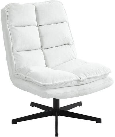 MEUBLES COSY-360° draaibare loungestoel-met opklapbare rugleuning-dikke stoffen bekleding-wit-65x79,5x85cm