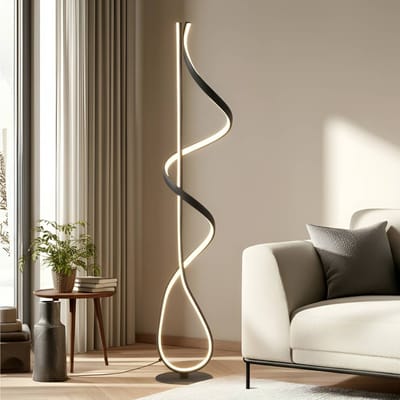 Lucande LED vloerlamp Rodado, zwart, 132 cm, aluminium