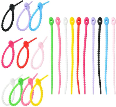 Dailygoods - Siliconen Zipper Ties - Herbruikbare Kabelbinders - Organisatie - 100 Stuks - 10 Kleuren - Kabelbeheer - Duurzaam en veelzijdig - Thuis e...