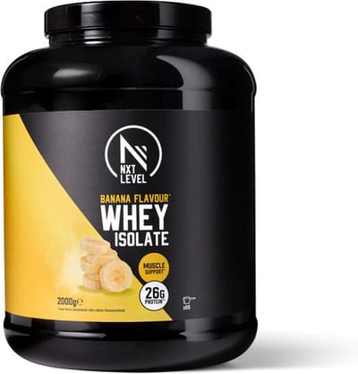 NXT Level® Whey Isolate Powder - Protein met BCAA - Proteïne Poeder - Eiwitten - Eiwit Poeder - Laag in Suiker & Lactose - 66 Eiwitshakes - Banaan 2kg