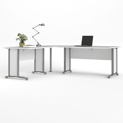 Giga Living Bureau Prima - Wit/Grijs - 230x200x75cm