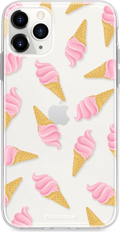 Fooncase Hoesje Geschikt voor iPhone 11 Pro Max - Shockproof Case - Back Cover / Soft Case - Ice Ice Baby / Ijsjes / Roze ijsjes