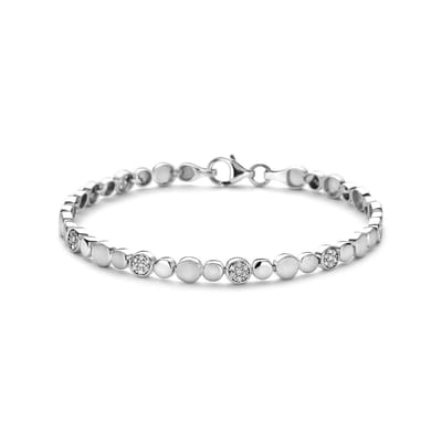 Zilveren Gerhodineerde armband zirkonia poli/mat 5,1 mm 19 cm 1431729