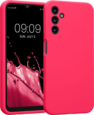 kwmobile telefoonhoesje geschikt voor Samsung Galaxy A14 5G - TPU backcover met siliconen coating - Smartphone case in neon roze