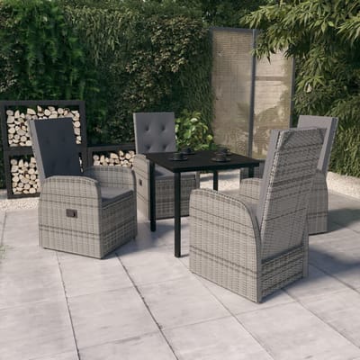 vidaXL - 5-delige - Tuinset - met - kussens - grijs