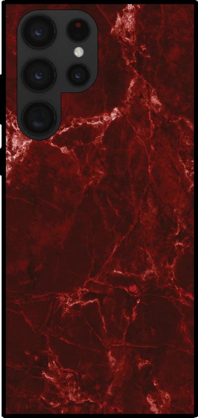 Smartphonica Telefoonhoesje voor Samsung Galaxy S22 Ultra met marmer opdruk - TPU backcover case marble design - Rood geschikt voor Samsung Galaxy S22 Ultra