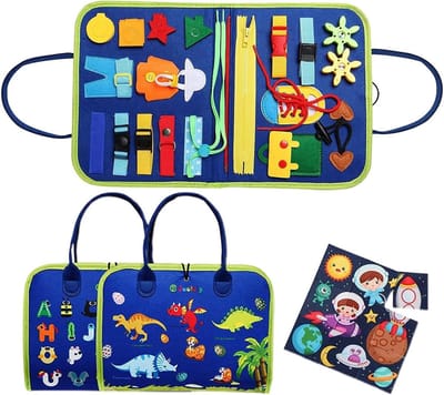 Activiteitenboek Kinderen - Vilt Leerboek - Fijne Motoriek Trainen - Veilig Vilt Materiaal - 32 x 26 cm - Blauw