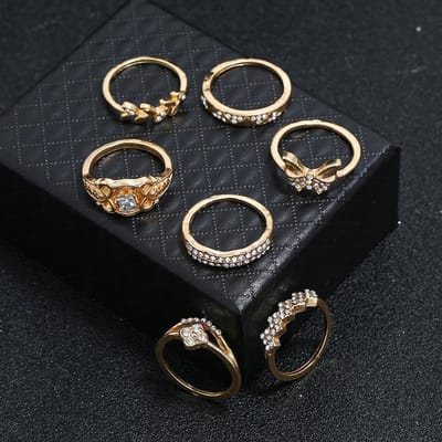 Fako Bijoux® - Bohemian Stijl Ringenset - Ringen Set - Enya - 7-Delig - Goudkleurig