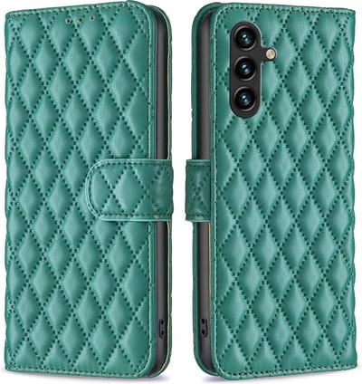 BINFEN Hoesje - Geschikt voor Samsung Galaxy A55 Hoesje - BINFEN Rhombus Book Case - Groen