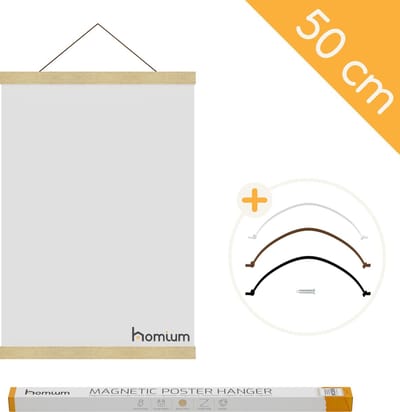 Homium Posterhanger 50 cm - Marupa hout - poster ophangsysteem - Posterlijst - Posterhouder