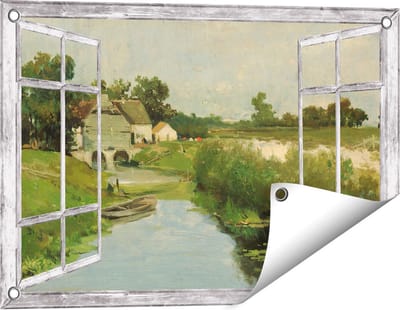 Gards Tuinposter Doorkijk Zomerdag - Johan Hendrik Weissenbruch - 60x40 cm - Tuindoek - Tuindecoratie - Wanddecoratie buiten - Tuinschilderij