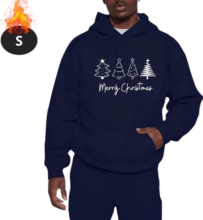 Bovista Kersttrui - Heren - Foute Kersttrui - Christmas Sweater - Kerst Sweater - Kerstboom - Christmas Jumper - Hoodie - Marineblauw - S