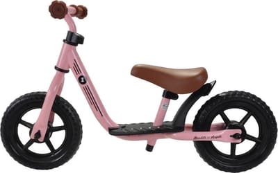 Bandits & Angels Metalen Loopfiets Starter Roze met Voetenplank vanaf 2 Jaar - Limited Edition - Vintage Roze Loop Fiets - Verstelbaar Zadel 29 tot 39 cm - Meisjes - Compact en Veilig - Lage Instap met Voetenplank
