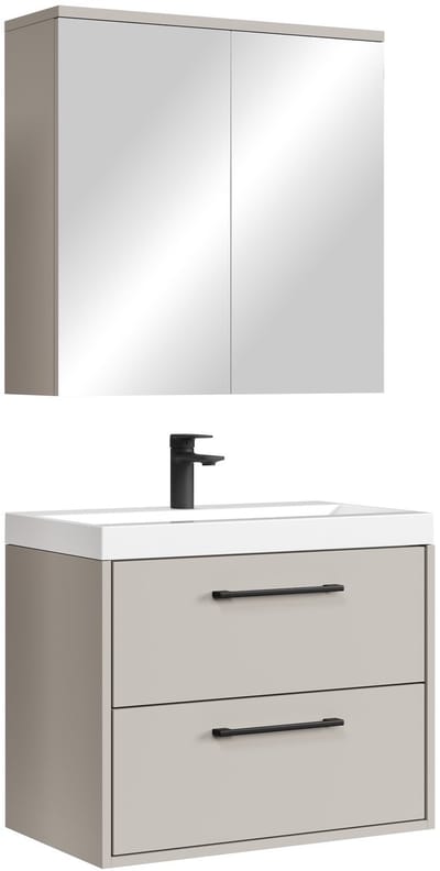 Badplaats Badkamermeubel Set Florence 01 60 cm – Beige – Hangend Wastafelmeubel met Spiegelkast