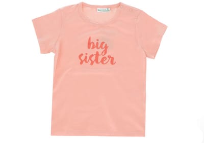 Babylook T-Shirt Big Sister - Maat 86 - Peach Bud